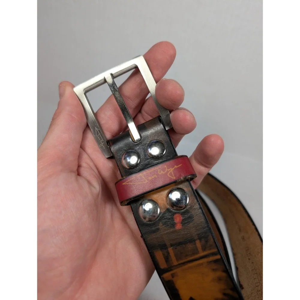 Jon Wye Belt Zombies in the Wild West Western Mens Size 38(?)‎ Leather USA Made